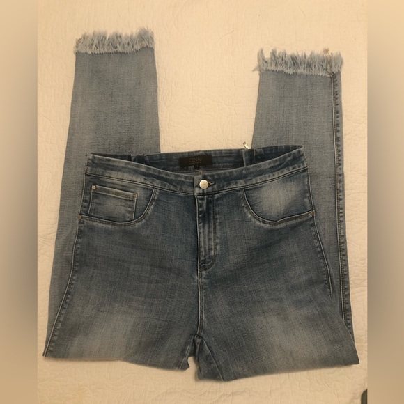 CENIA high rise fringed stretch convijean blue jeans boutique size 14 - Picture 2 of 10